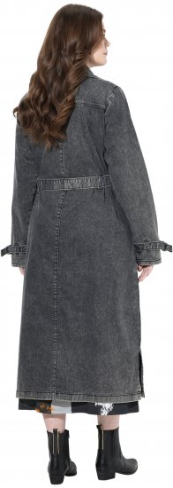 Ulla Popken Denim Acid Wash Trench Coat Grey Denim - Vestes - 