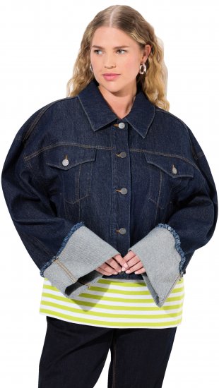 Ulla Popken Stretch Fit Cropped Denim Jacket Rinsed Wash - Vestes - 