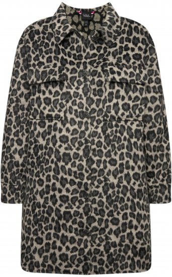 Ulla Popken Leopard Print Shirt Jacket Black - Vestes - 