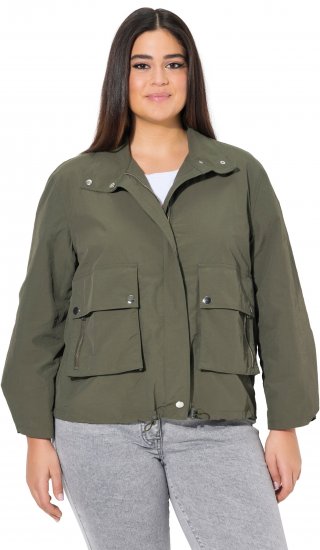 Ulla Popken Cargo Style Elastic Hem Jacket Olive Grey - Vestes - 