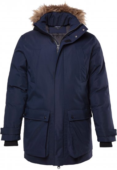 Men Plus Parka With Fur Hood Navy - Vestes - Vestes Homme Grandes Tailles