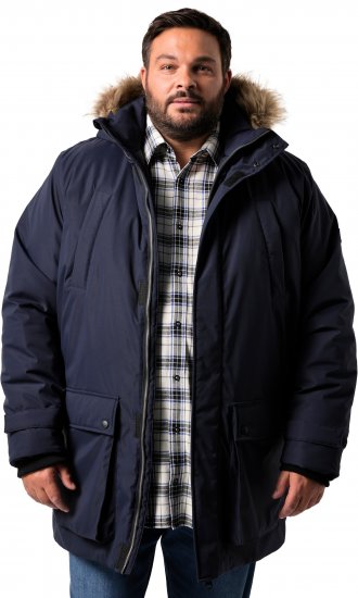 Men Plus Parka With Fur Hood Navy - Vestes - Vestes Homme Grandes Tailles