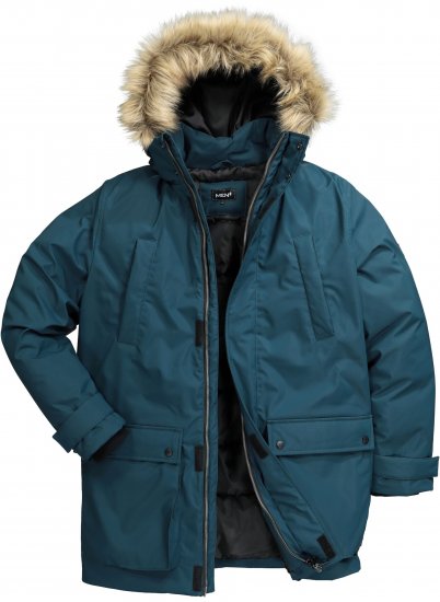 Men Plus Parka With Fur Hood Dark Green - Vestes - Vestes Homme Grandes Tailles