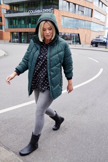 Ulla Popken HYPRAR Reflective Detail Quilted Jacket Dark Green - Vestes - 