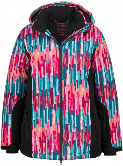 Ulla Popken HYPRAR Graphic Stripe Fully Lined Ski Jacket Teal - Vestes - 