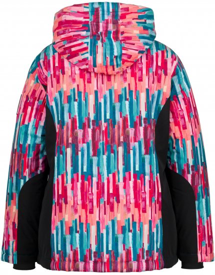 Ulla Popken HYPRAR Graphic Stripe Fully Lined Ski Jacket Teal - Vestes - 