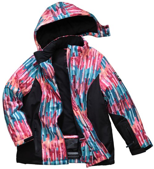 Ulla Popken HYPRAR Graphic Stripe Fully Lined Ski Jacket Teal - Vestes - 