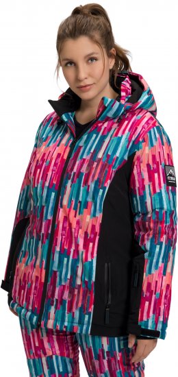 Ulla Popken HYPRAR Graphic Stripe Fully Lined Ski Jacket Teal - Vestes - 
