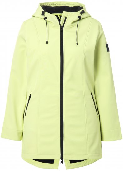 Ulla Popken Hyprar Soft Shell Water Repellent Hooded Jacket Lime Green - Vestes - 