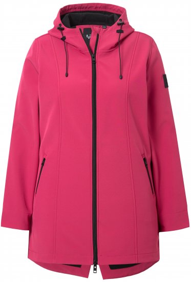 Ulla Popken Hyprar Soft Shell Water Repellent Hooded Jacket Pink Garnet - Ulla Popken - 