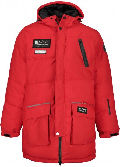 JAY-PI Warm Quilted Parka Dual Function Windproof and Water Repellent Red - Vestes - Vestes Homme Grandes Tailles