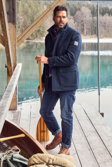 JP1880 Jacket Water-repellent Herringbone Insert Navy - Vestes - Vestes Homme Grandes Tailles