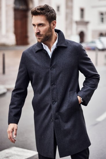 JP1880 Coat Wool Blend Water Repellent Dark Grey - Vestes - Vestes Homme Grandes Tailles