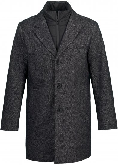 JP1880 Coat Wool Blend Quilted Insert Black - Vestes - Vestes Homme Grandes Tailles