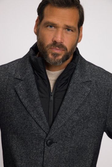 JP1880 Coat Wool Blend Quilted Insert Black - Vestes - Vestes Homme Grandes Tailles