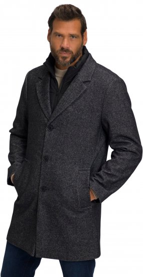 JP1880 Coat Wool Blend Quilted Insert Black - Vestes - Vestes Homme Grandes Tailles