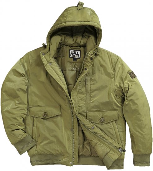 STHUGE Bomber Jacket With Hood Green - Vestes - Vestes Homme Grandes Tailles