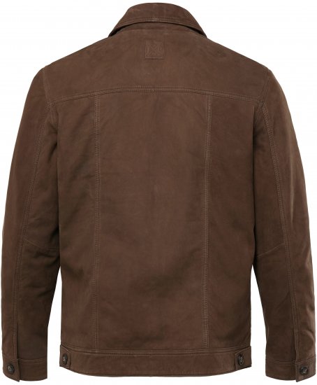 JP1880 Leather Jacket Nubuck Shirt Collar Brown - Vestes - Vestes Homme Grandes Tailles