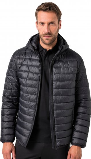 JAY-PI Lightly Quilted Jacket with a Hoodie Black - Vestes - Vestes Homme Grandes Tailles