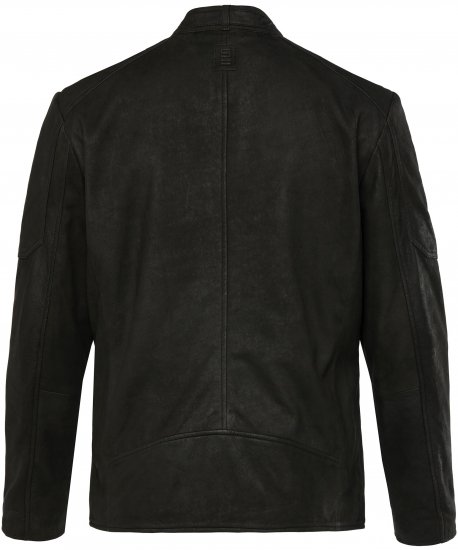 STHUGE Leather Biker Jacket Lamb Nappa Leather Black - Vestes - Vestes Homme Grandes Tailles