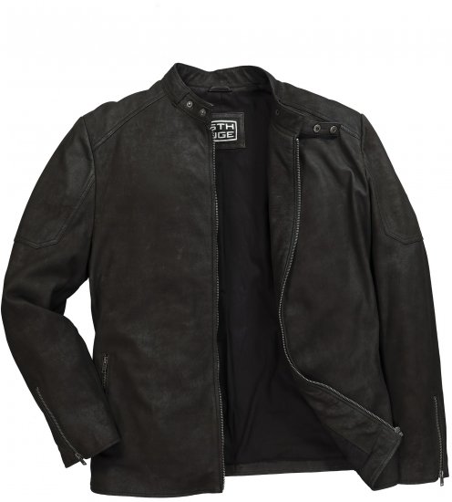 STHUGE Leather Biker Jacket Lamb Nappa Leather Black - Vestes - Vestes Homme Grandes Tailles