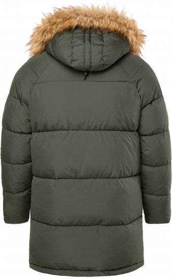 JP1880 Quilted Parka Lightweight and Warm with Faux Fur Hood Dark Green - Vestes - Vestes Homme Grandes Tailles