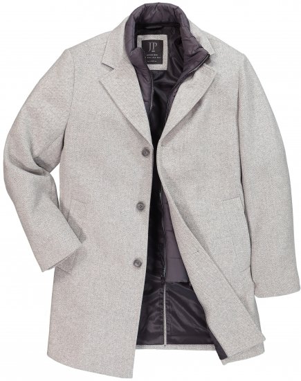 JP1880 Wool Blend Coat with Nylon Insert Grey - Vestes - Vestes Homme Grandes Tailles