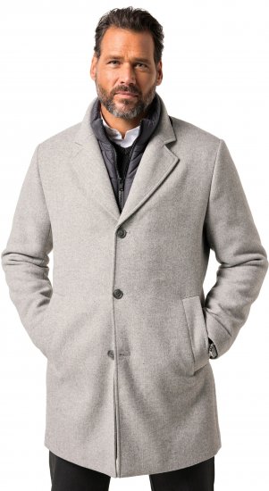 JP1880 Wool Blend Coat with Nylon Insert Grey - Vestes - Vestes Homme Grandes Tailles