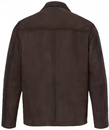 JP1880 Leather Jacket Goat Suede Shirt Collar Dark Brown - Vestes - Vestes Homme Grandes Tailles