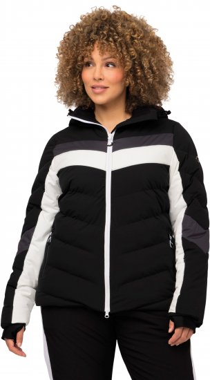 Ulla Popken HYPRAR Chevron Stripe Triple Function Quilted Fully Lined Ski Jacket Black - Vestes - 