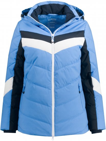 Ulla Popken HYPRAR Chevron Stripe Triple Function Quilted Fully Lined Ski Jacket Pastel Petrol - Vestes - 