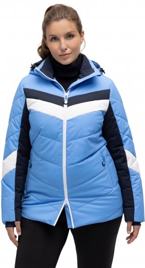 Ulla Popken HYPRAR Chevron Stripe Triple Function Quilted Fully Lined Ski Jacket Pastel Petrol - Vestes - 