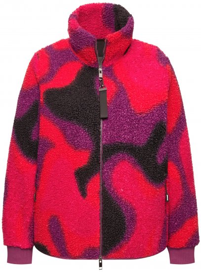 Ulla Popken Abstract Print Zip Fleece Jacket Pink Berry - Vestes - 