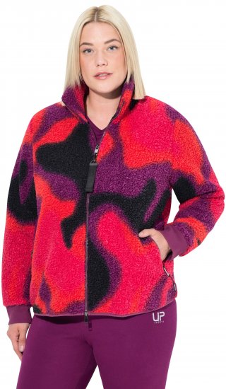 Ulla Popken Abstract Print Zip Fleece Jacket Pink Berry - Vestes - 