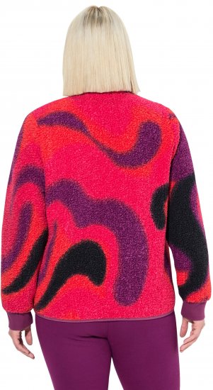 Ulla Popken Abstract Print Zip Fleece Jacket Pink Berry - Vestes - 