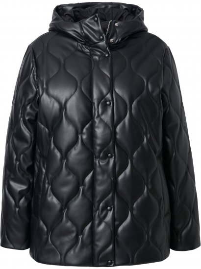 Ulla Popken Faux Leather Quilted Jacket Black - Vestes - 