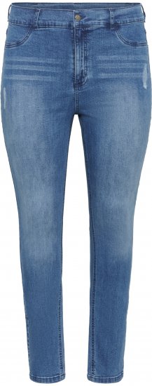 Kaffe Curve Laurina Jean Washed/Destroyed Blue Denim - Jeans & Pantalons Femme Grandes Tailles – Plus Size - 