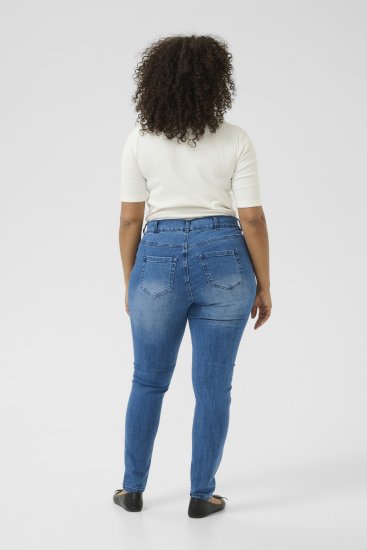 Kaffe Curve Laurina Jean Washed/Destroyed Blue Denim - Jeans & Pantalons Femme Grandes Tailles – Plus Size - 