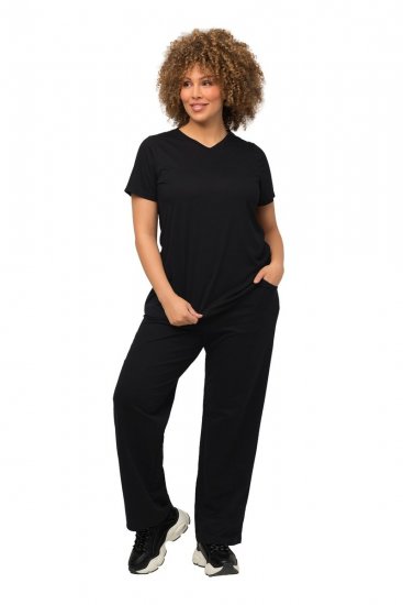 Ulla Popken Pull On Knit Straight Leg Pocket Pants Black - Pantalons - Pantalons femme grande taille