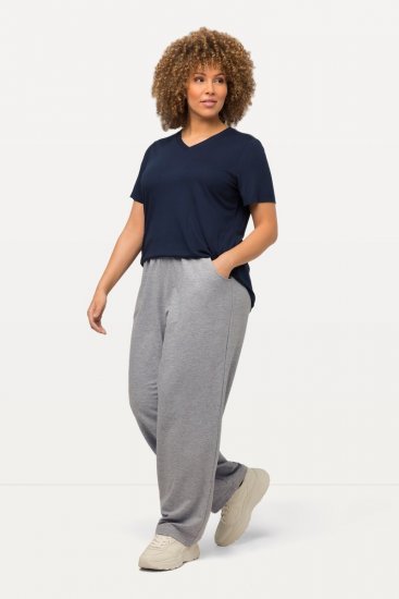 Ulla Popken Pull On Knit Straight Leg Pocket Pants Light Grey Melange - Pantalons - Pantalons femme grande taille