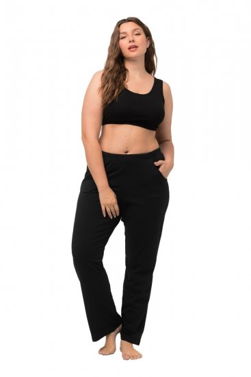 Ulla Popken Bootcut Elastic Waist Cotton French Terry Sport Pants Black - Ulla Popken - Vêtements Ulla Popken Grande Taille