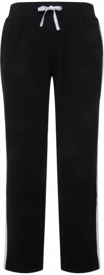 Ulla Popken Side Stripe Adjustable Drawstring Waist Joggers Black - Jeans & Pantalons Femme Grandes Tailles – Plus Size - 