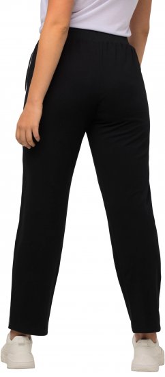 Ulla Popken Side Stripe Adjustable Drawstring Waist Joggers Black - Jeans & Pantalons Femme Grandes Tailles – Plus Size - 