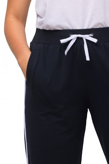 Ulla Popken Side Stripe Adjustable Drawstring Waist Joggers Navy - Pantalons - Pantalons femme grande taille
