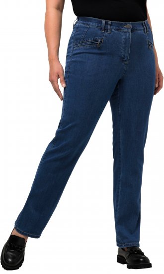 Ulla Popken Mony Elastic Waist Zip Pocket Jeans Blue Denim - Jeans & Pantalons Femme Grandes Tailles – Plus Size - 