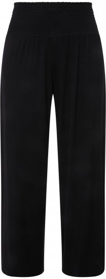 Ulla Popken Wide Leg Smocked Waist Knit Pants Black - Jeans & Pantalons Femme Grandes Tailles – Plus Size - 