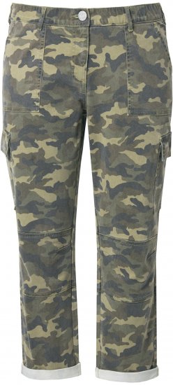 Ulla Popken Camo Boyfriend Pants Olive Grey - Jeans & Pantalons Femme Grandes Tailles – Plus Size - 