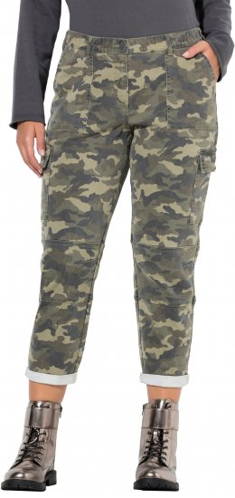 Ulla Popken Camo Boyfriend Pants Olive Grey - Jeans & Pantalons Femme Grandes Tailles – Plus Size - 
