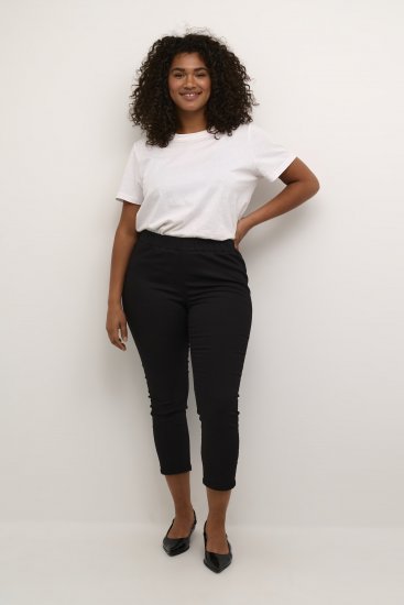 Kaffe Curve Ana Cropped Twill Jeggings Noir profond - Jeans & Pantalons Femme Grandes Tailles – Plus Size - 