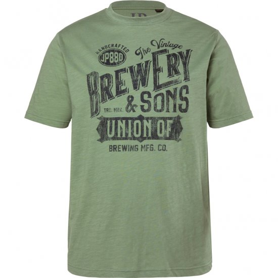 JP1880 T-Shirt Short Sleeve Chest Print Eucalyptus Green - T-shirts - T-shirts Homme Grande Taille